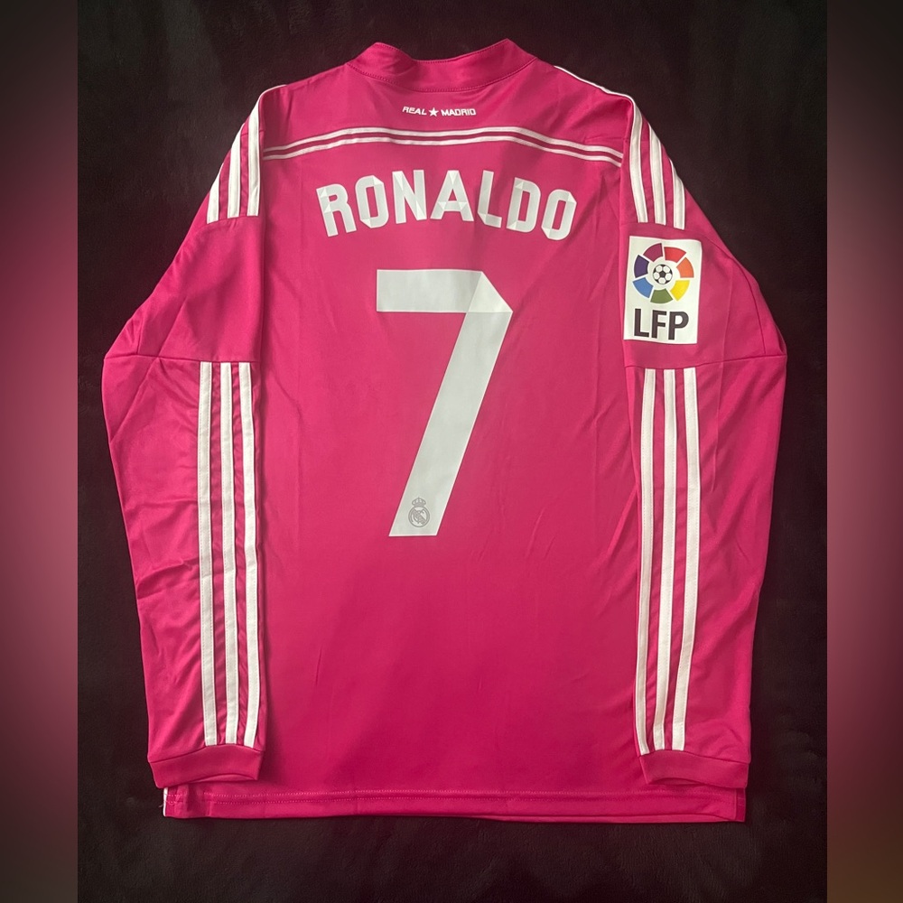 Ronaldo #7 S-L Pink 2014 Longsleeve Retro Soccer Jersey